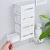 1pcs bathroom wall-mounted cotton swab storage box without punching flip-top storage box mini miscellaneous box 3