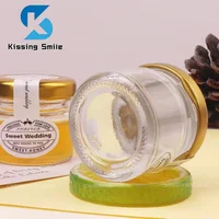 1oz  Mini Honey Jar For Bulk Gold Lid Glass Bottle Set or With Custom Label Wedding Sticker Gift Lots Food Storage Containers 2