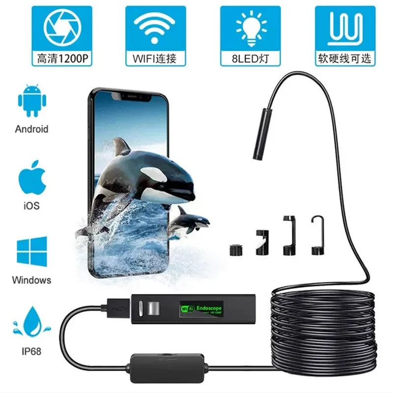 

Mini Wireless Wifi Endoscope Camera Cell Phone Takes Pictures of The Pipeline Automotive Industry Endoscope HD Waterproof