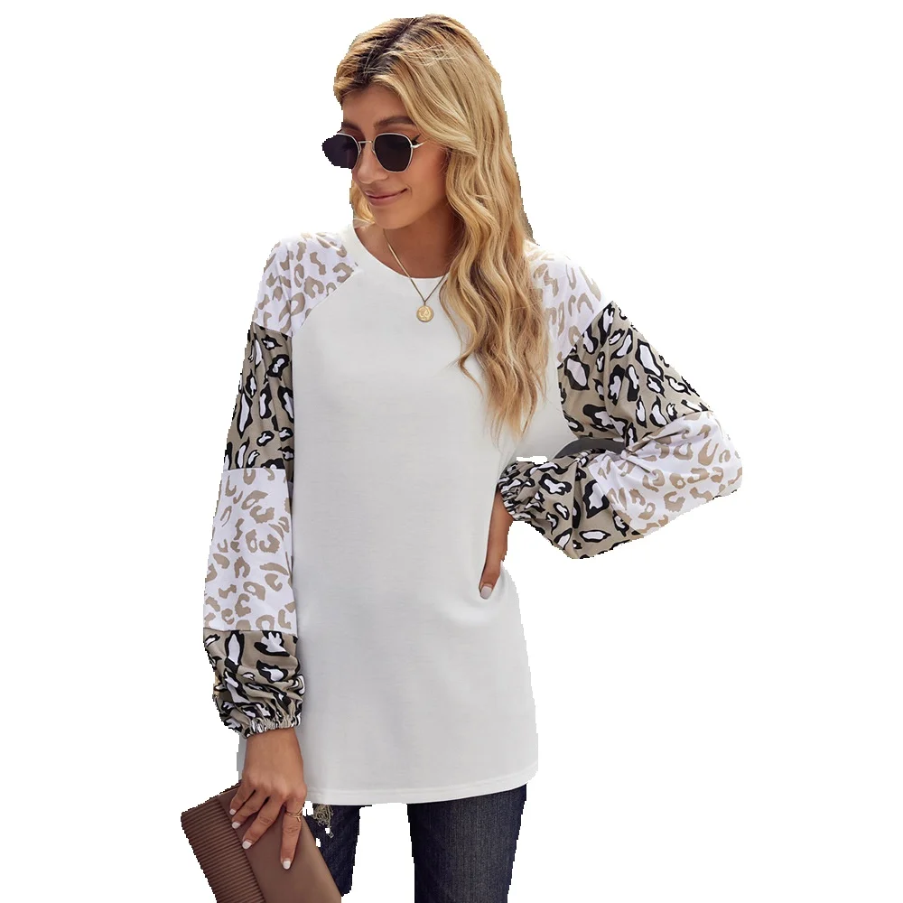 

Shi Ying Women's Autumn New Print Long Sleeve Loose Round Neck Pullover Top T-Shirt 2512347
