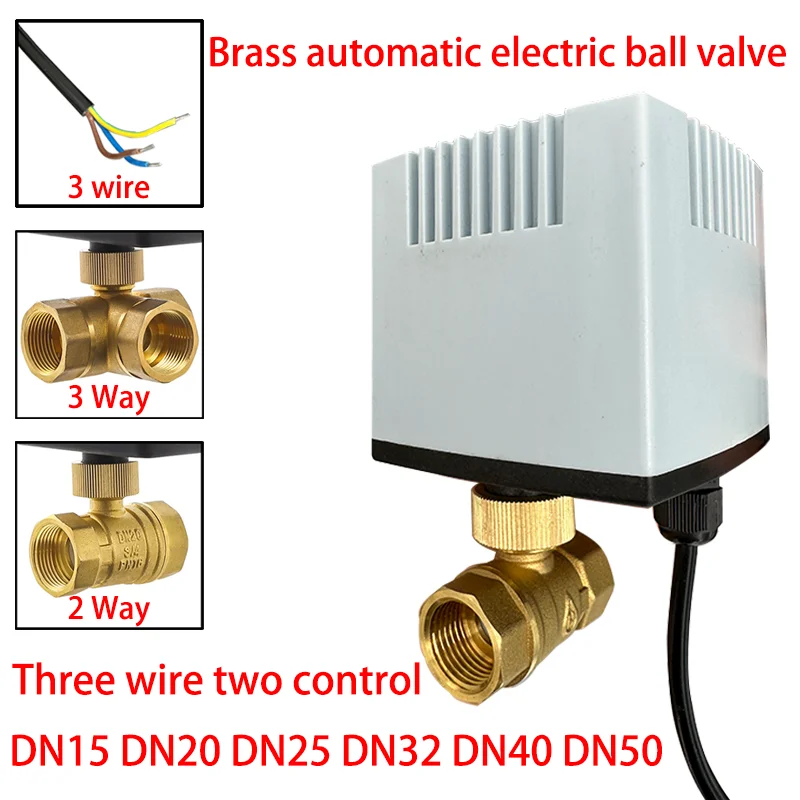 

Brass Automatic Electric Ball Valve Three-wire Two-control Electric Automatic Actuator AC220V DC12/24V Tee/two-way DN15 To DN50