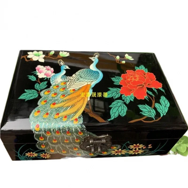 

Chinese Ancient Specialty Lacqure Jewelry Box, Wooden Storage Bin, Case for Girlfriends, Birthday Gift, Free Lock Present