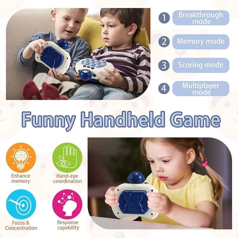 HLXY Fast Push Bubble Game for Kids & Adults, Version 2, Pop Light Up It  Game Fidget Toy Handheld Game. Great for 8-12 Year Old Boys & Girls, Travel