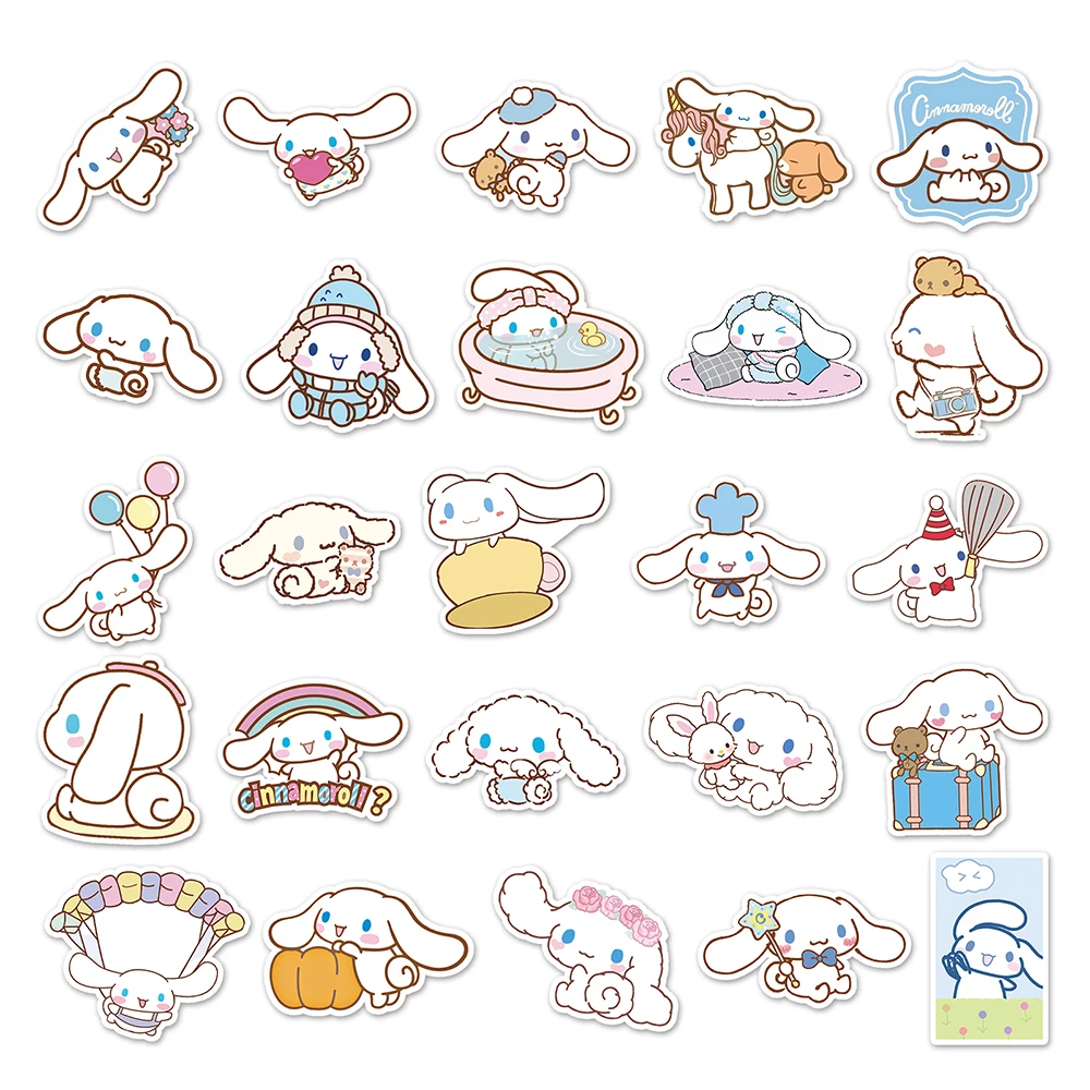 10/30/50PCS Funny Cinnamoroll Stickers Cartoon Cute Kids Toy Decals PVC DIY Luggage Stationary Wall Car Travel Sticker Wholesale 6