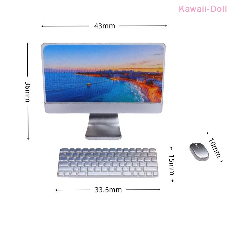 [DO]1Set Dollhouse Mini Laptop Computer Keyboard Mouse Kit Desktop Decoration Office Study Room Decor Accessories[DO] - 6