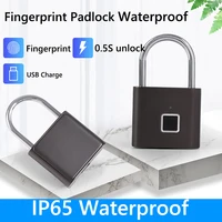 O10 Smart Fingerprint Padlock Waterproof Biometric Fingerprint Keyless Door Lock USB Rechargeable Security Padlock House Unlock - Image 2