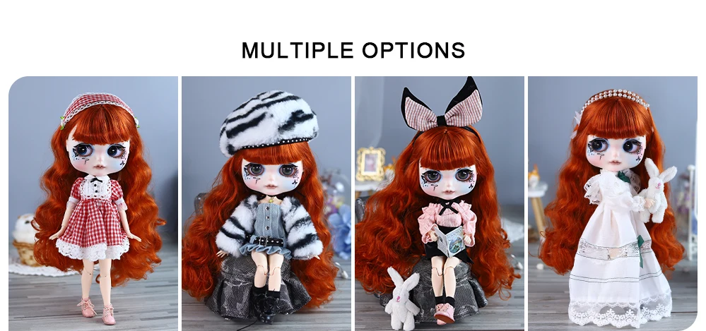 엘리자베스 – 프리미엄 Custom Neo Blythe 생강 머리, 하얀 피부, 매트한 귀여운 얼굴의 인형 3