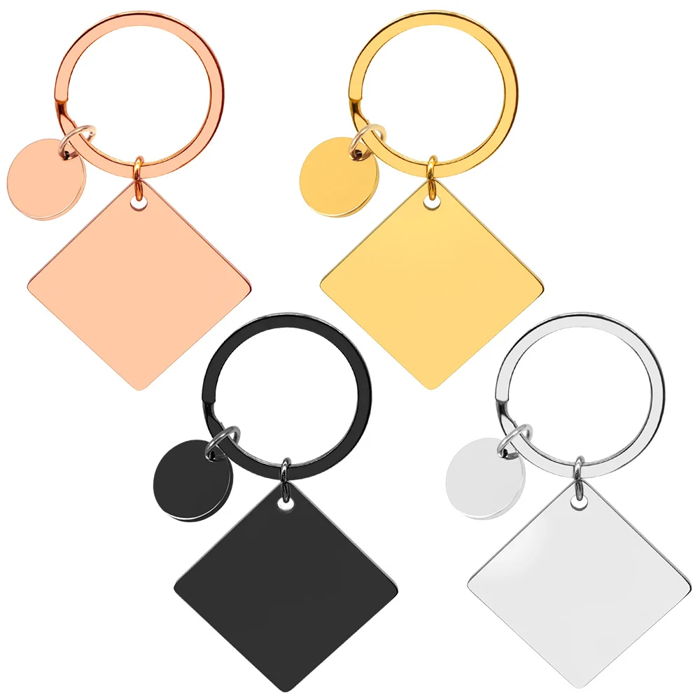 20Sets Haustier Hund ID Tag Edelstahl Spiegel Metall Blank Quadratisch Personalisierte Schlüsselbund Schlüsselring Gravierbar Anti-verloren Zubehör