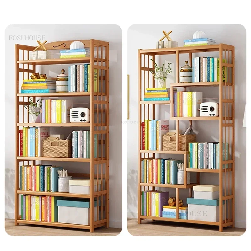 Bamboo Simple Bookcases Multi-layer Storage Bookshelf Modern Living Room Furniture Home Book Organizer Rack Desk Display Stand Y