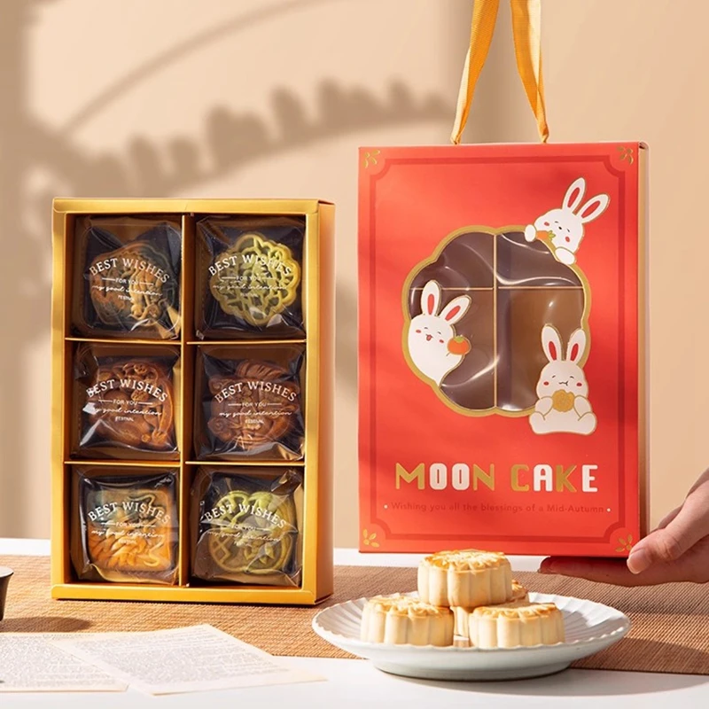 5pcs Mooncake Gift Boxes, Premium Cardboard Mid-Autumn Festival Packaging with Gold Foi... - SKU MGB01122 - UGI Packaging