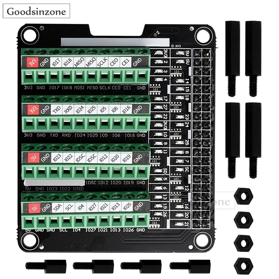 Raspberry Pi 4 GPIO Status LED and Terminal Block Breakout Board HAT, GPIO Board for Raspberry Pi Model A+ 3A+ B+ 2B 3B 3B+ 4B image 1