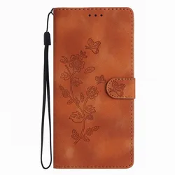 Charming Floral Butterfly Wallet Phone Case with Card Slots for Motorola Moto G40 Fusion (Brown OD)