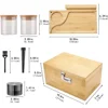 Bamboo storage box with combination lock, large bamboo combination box storage box, glass jar and herb grinder, Christmas gift 5