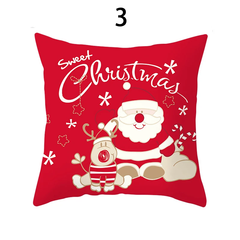 Description Picture 5 of item45X45Cm Christmas Red Throw Pillow Case Holiday Decoration Xmas Cushion Cover Navidad Noel Gifts Happy New Year Ornaments Gift