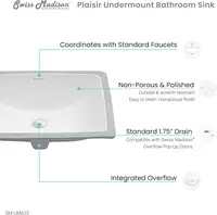Plaisir 21 Rectangular Under-Mount Bathroom Sink 2