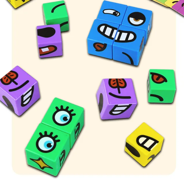 Expression Puzzle Building Blocks Face Changing Cube Game Puzzle Educational Montessori Toys Brain Teasers Board Games For Kids 3