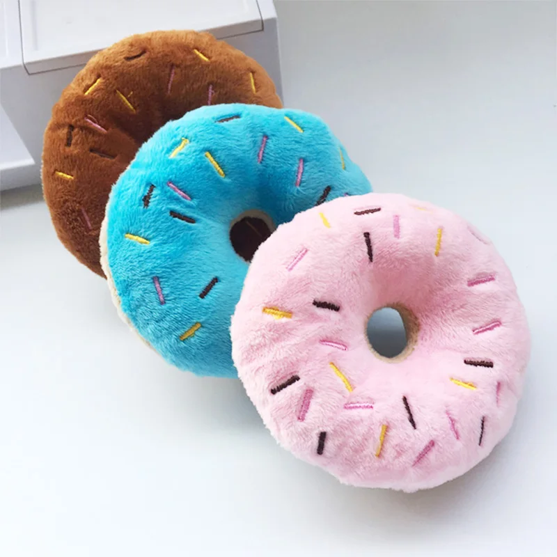 Soft Dog Donuts Plush Pet Dog Toys For Dogs Chew Toy Cute Puppy