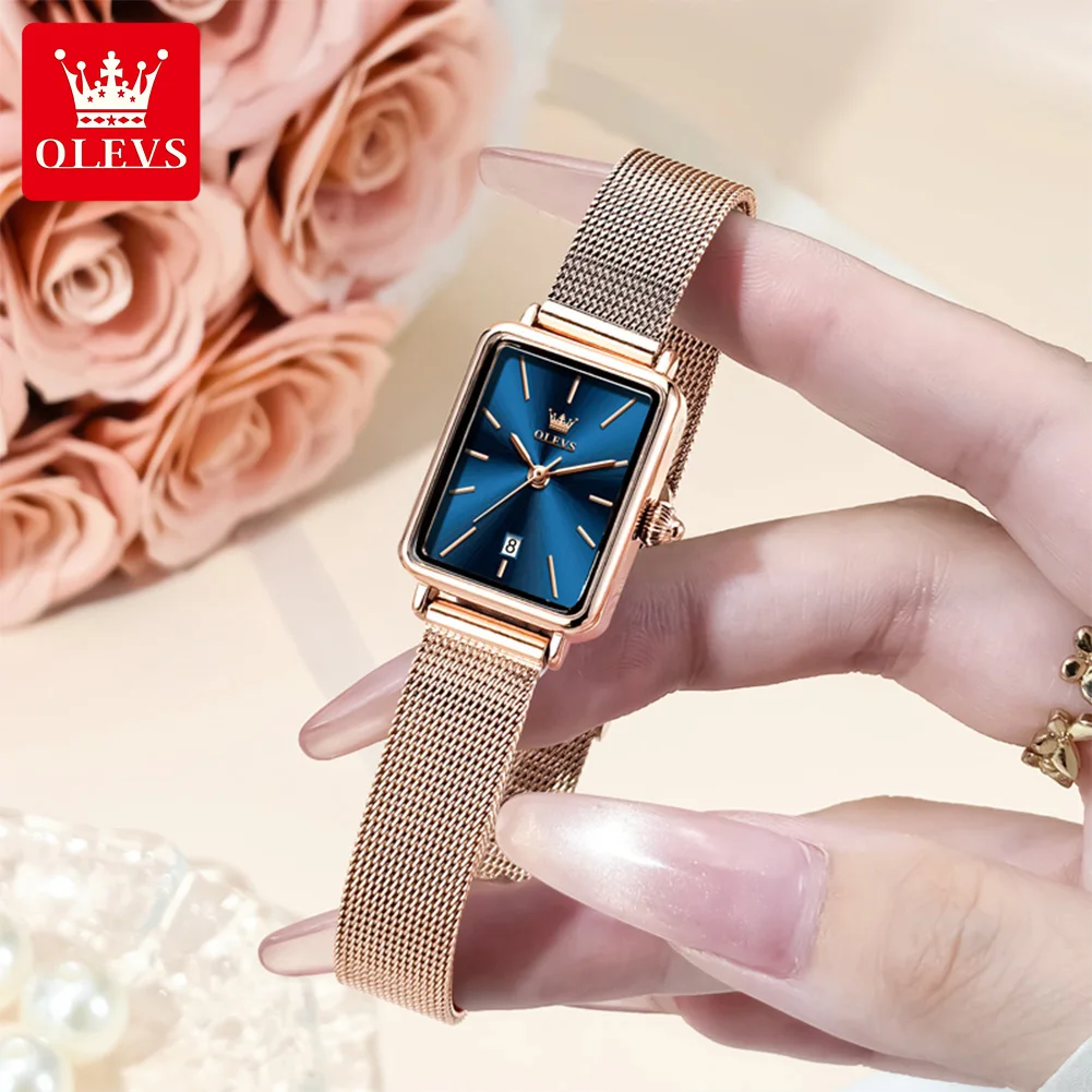 OLEVS 3692 Women's Watch Original Simple Quartz Watch For Women Waterproof Thin Case Calendar Wristwatch High Hardness Mirror