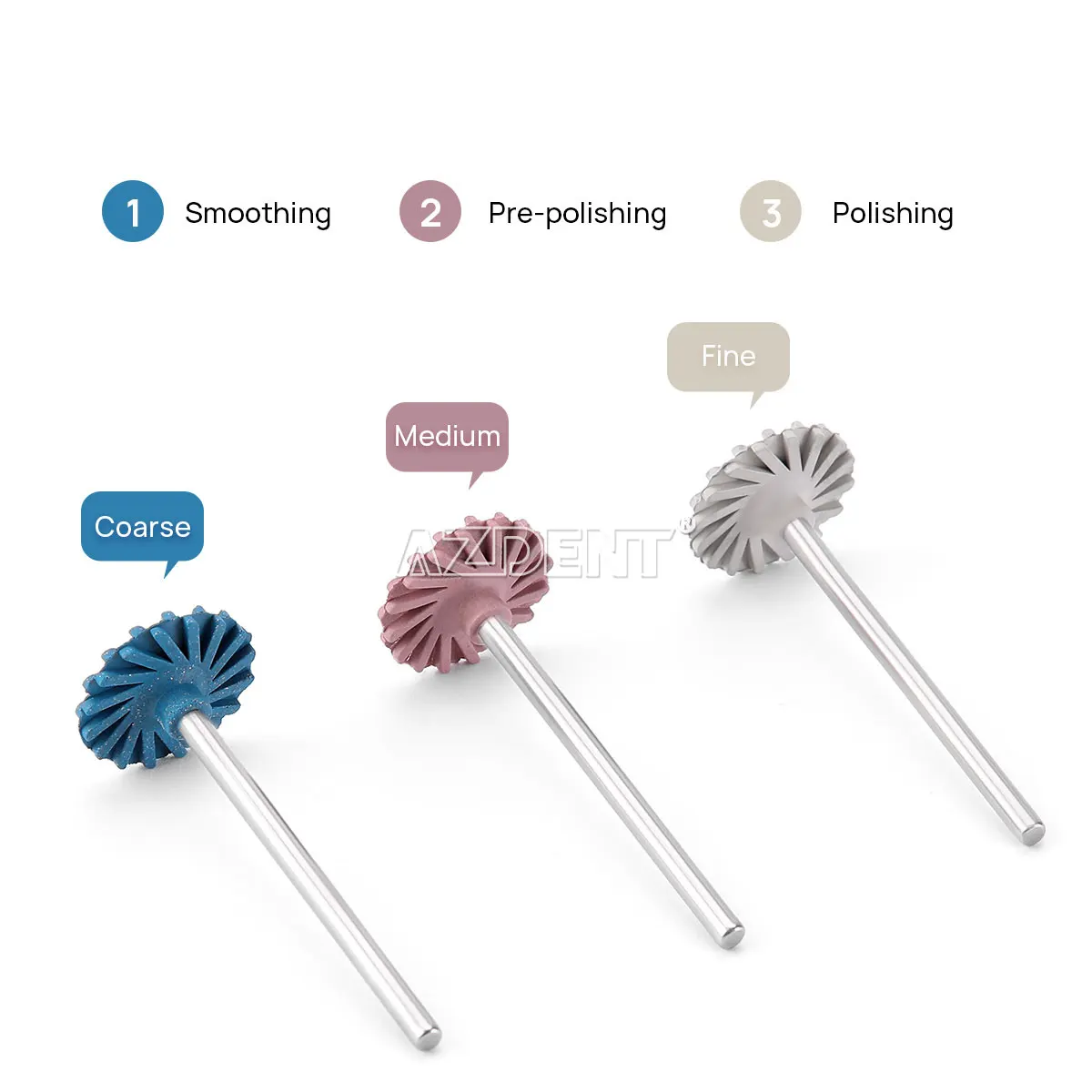 AZDENT Dental Polishing Kits – Rubber Disks In Coarse, Medium & Fine Grit For Lab & Clinic
