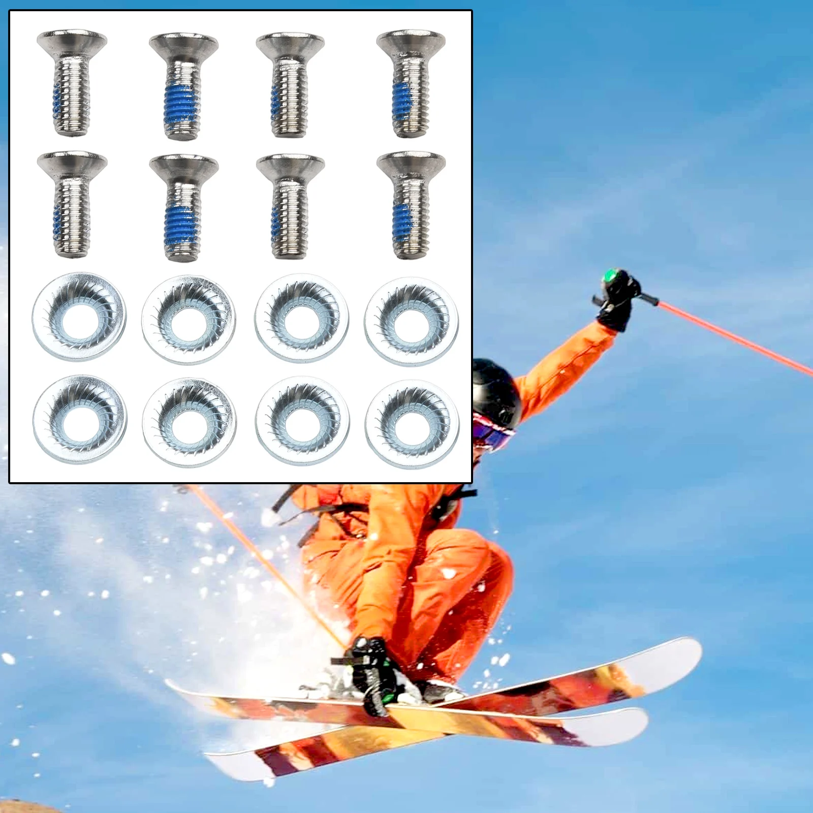 4 Sets Ski Board Fixing Screw Bolts M6 Replacement Safely Locking Snowboard Binding Mounting Plate Disc Screw Fixing Set 16mm 3