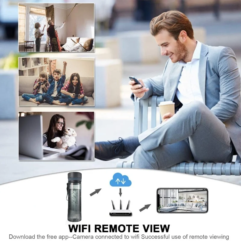 Portable Water Bottle Wifi Camera Office Water Cup HD Pinhole Wireless IP Camera Real-time Live-Stream Wifi Remote Monitoring