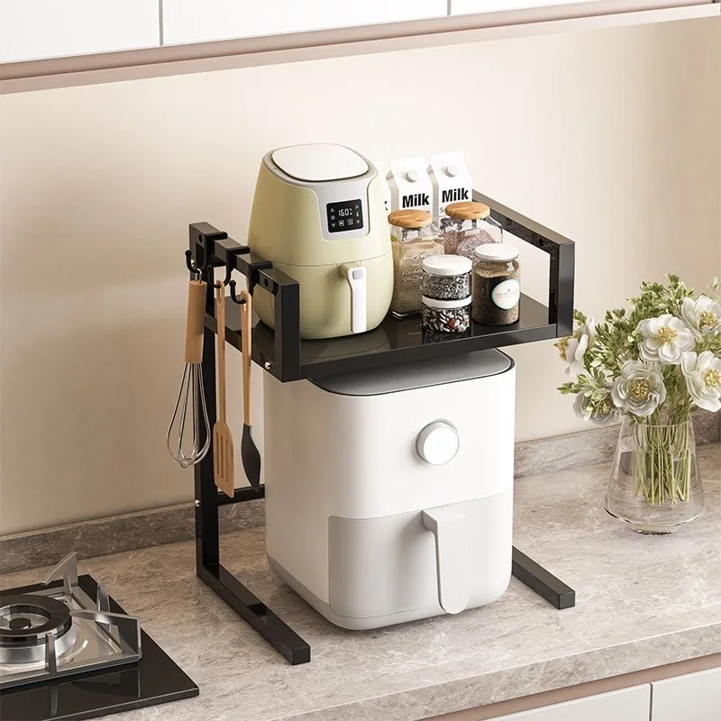1pc Kitchen Countertop Storage Shelf Pull Out Air Fryer Rack Multi Functional Oven Storage Adjustable Height Kitchen Organizers 4