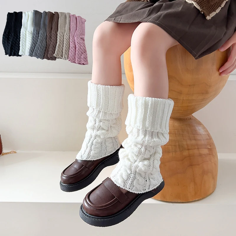 Description Picture 2 of itemAutumn Winter Children Leg Warmers Lolitas Twist Knitted Socks Baby Girls Warm Foot Cover Cute Sweet Guards Socks Long Stockings