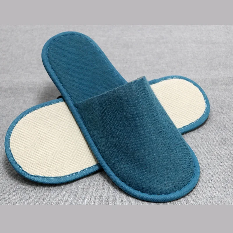 10 Pairs Disposable Slipper Non-Slip Closed Toe House Slippers Unisex Brushed Plush Slides for Hotel Travel Households Shoes 5