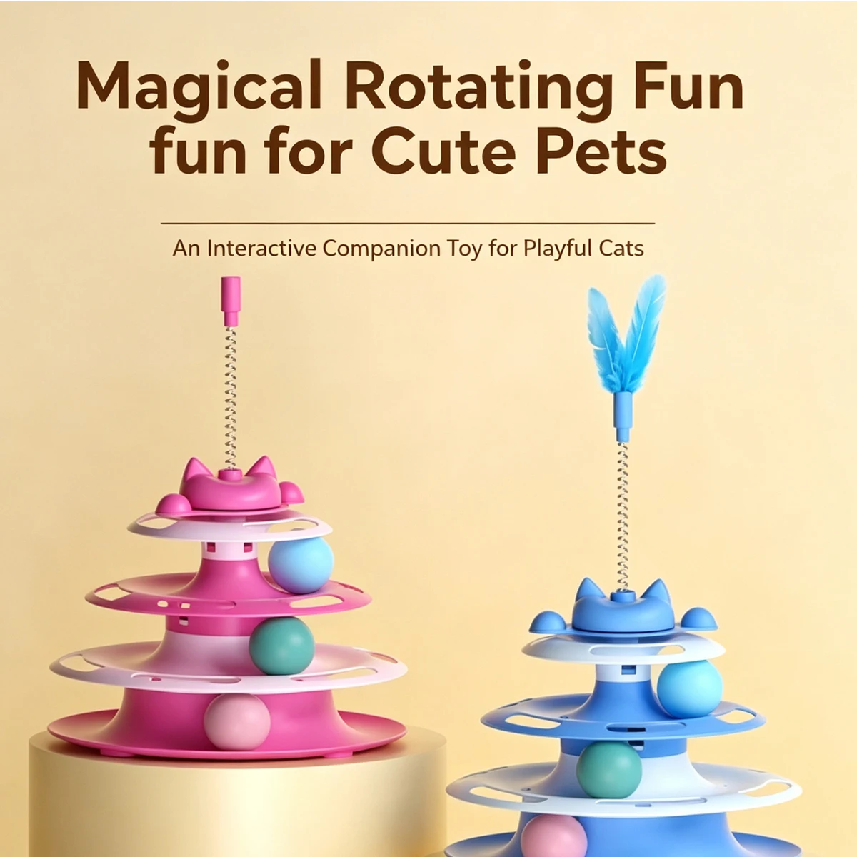 Cat Feather Carousel Pets Accessories Interactive Toy for Cats Toys Kitten Stuff Cats' Products Pet Supplies Things Kittens Home