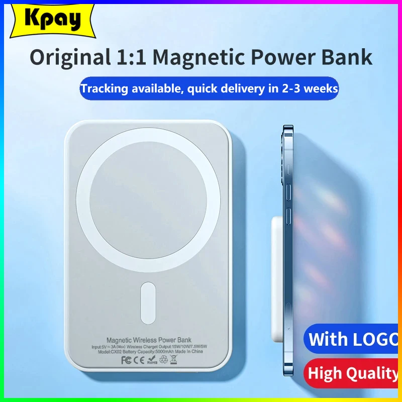 Original 1:1 Macsafe 10000mAh Power Bank Magnetic Powerbank With Charging Window Wireless Battery Portable For iPhone 15 USB-C