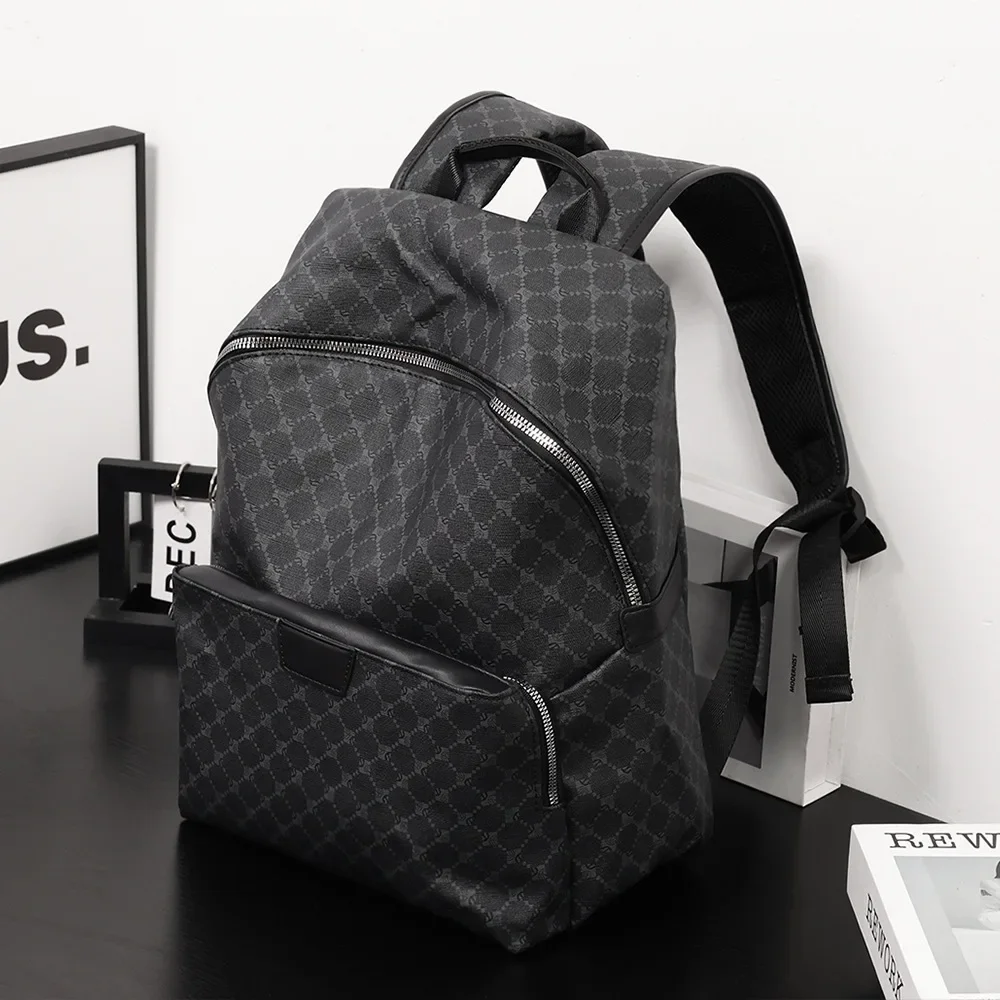 Fashionable New Men's Backpack Trendy Brand Large Capacity Male Bag Lightweight Business Laptop Plaid Backpack 2