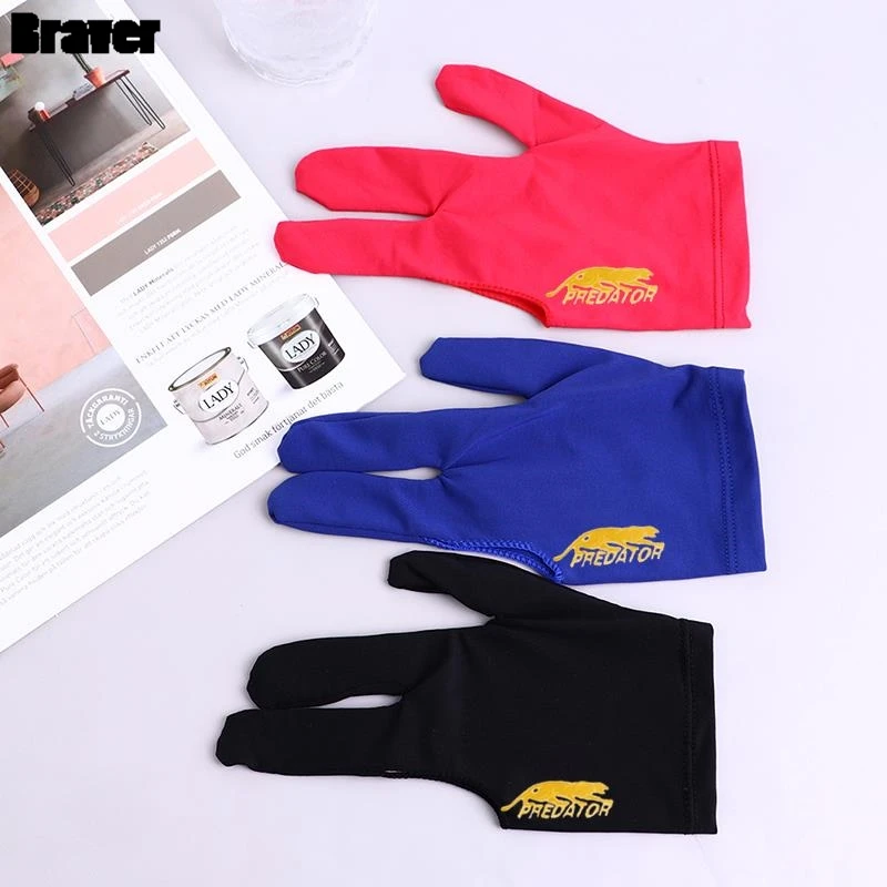 Three Fingers Full-Finger Snooker Pool Cue Billiard Glove for Left Hand Lycra