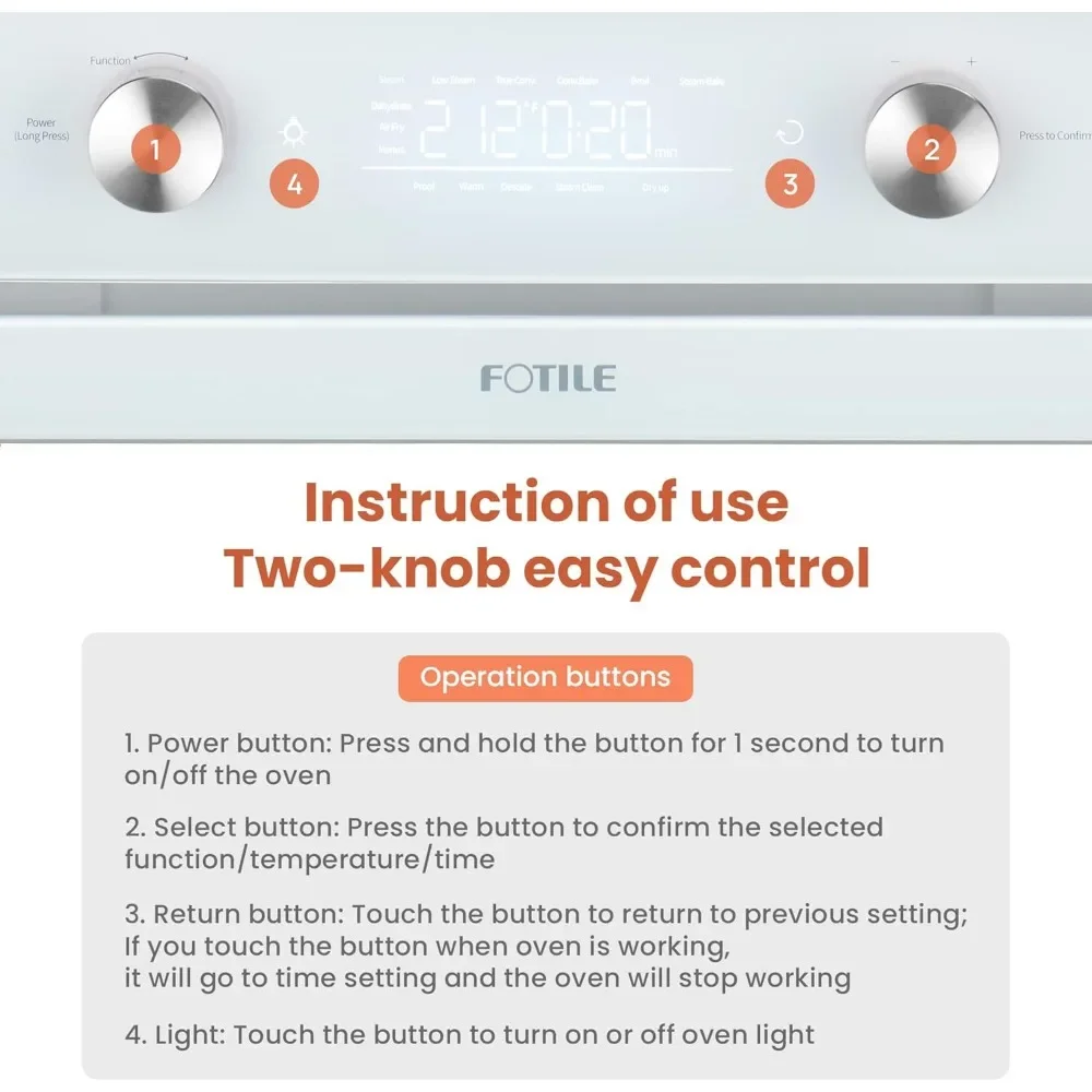4-in-1 Countertop Convection Steam Oven, Air Fryer, Dehydrator with True Convection Bake, Steam-Bake, Broil, 40 6