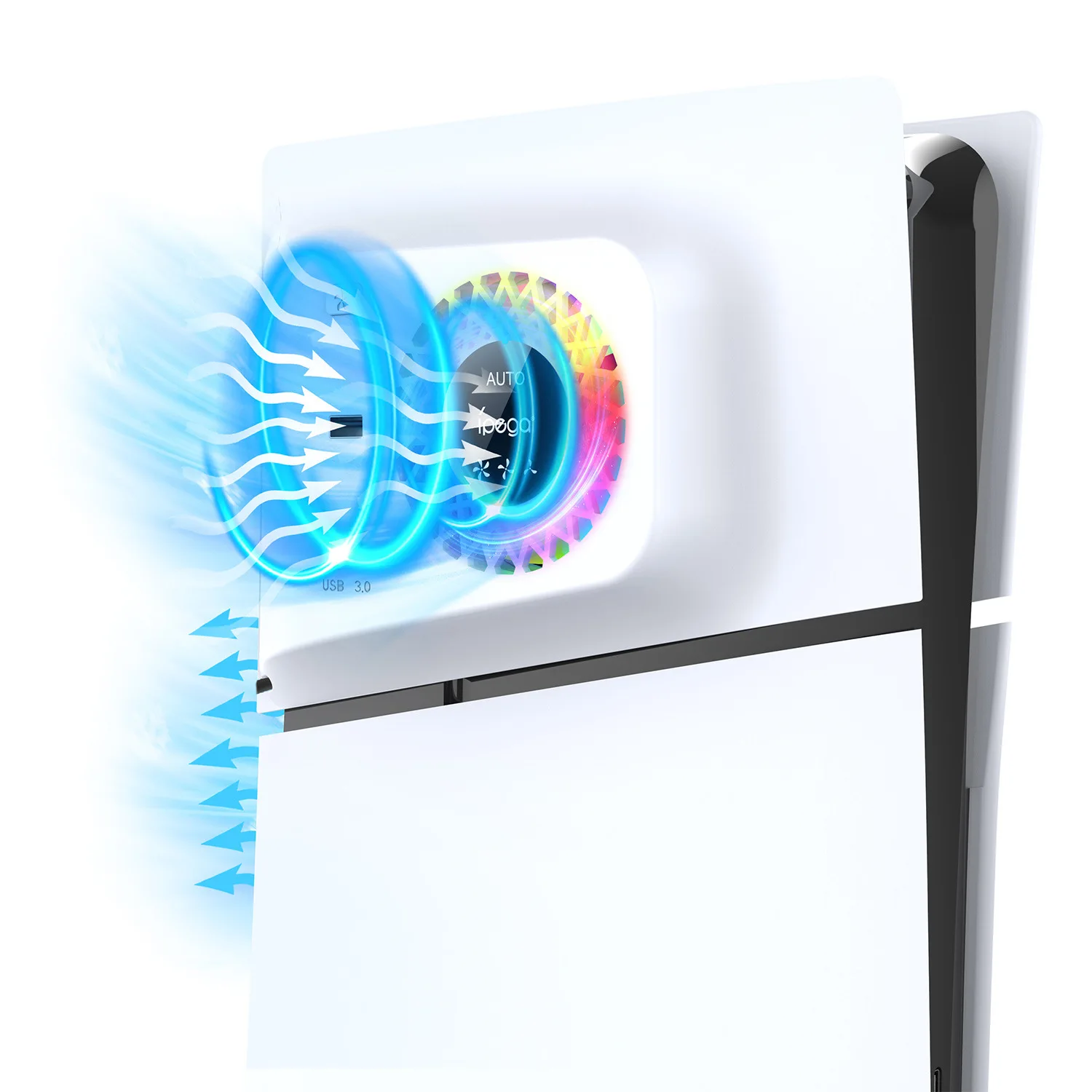 New PS5 Slim Accessories Cooling Fan For Play Station 5 Slim Console Cooling Fan USB Hubs RGB Light AUTO-Sensing for PS5 Slim
