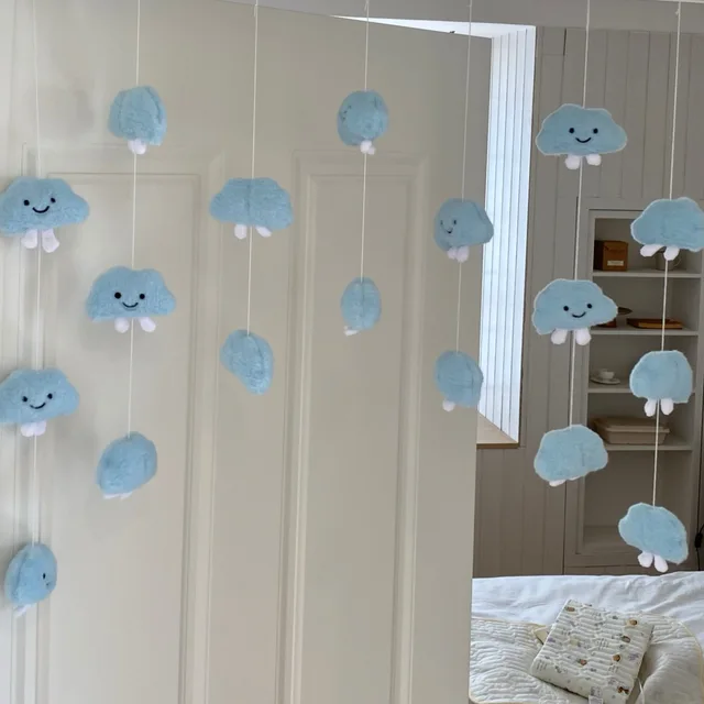 DIY Handmade Plush Cloud Door Hanging Curtain Children's Room Decor Cute Wall Decoration No Punching Required 3D Door Sticker 2
