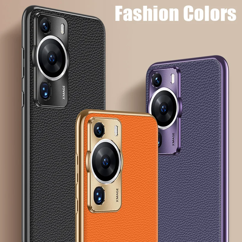 Fashion Genuine Leather Soft TPU Back Cover Case for Huawei P60 P50 Pro Art Nova 11 Pro Honor 90 80 Pro