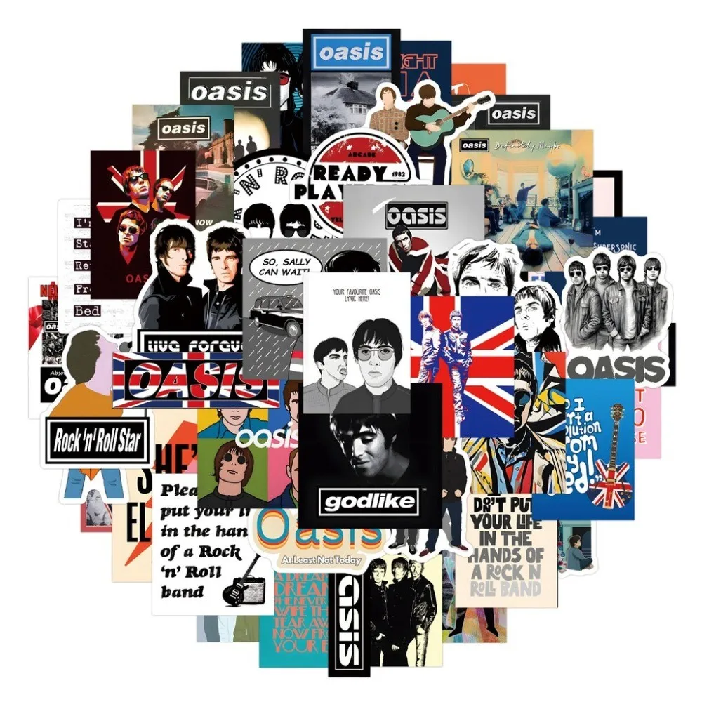 Oasis Rock Band Poster Stickers Set - Decorative Stickers for Luggage, Water Bottles, Laptops & More