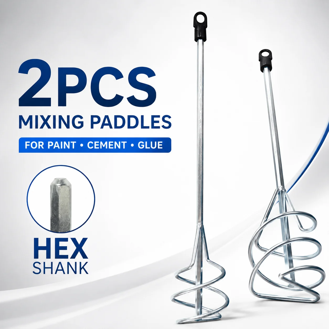 2Pcs 페인트 교반기, 80x400mm 육각 스레드 혼합 패들, 접착제용 페인트 거품기 시멘트 콘크리트 접착제 DIY 도구