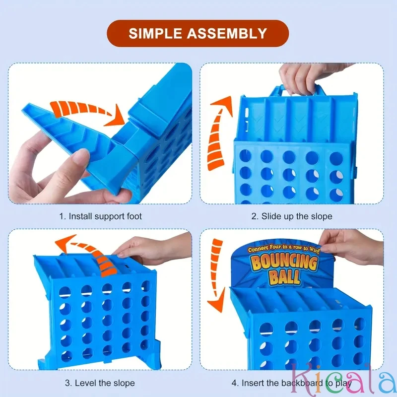 Interactive Multiplayer Tabletop Game Bouncing Ball Connect 4 Game Cognitive Skill-Building Toy Ideal Gift For Family For Kids
