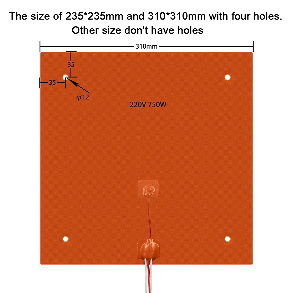 실리콘 가열 침대 가열 패드 방수 220/300/310/235/400MM 24V/220V 3D 프린터 Ender3 cr10 부품 핫 침대