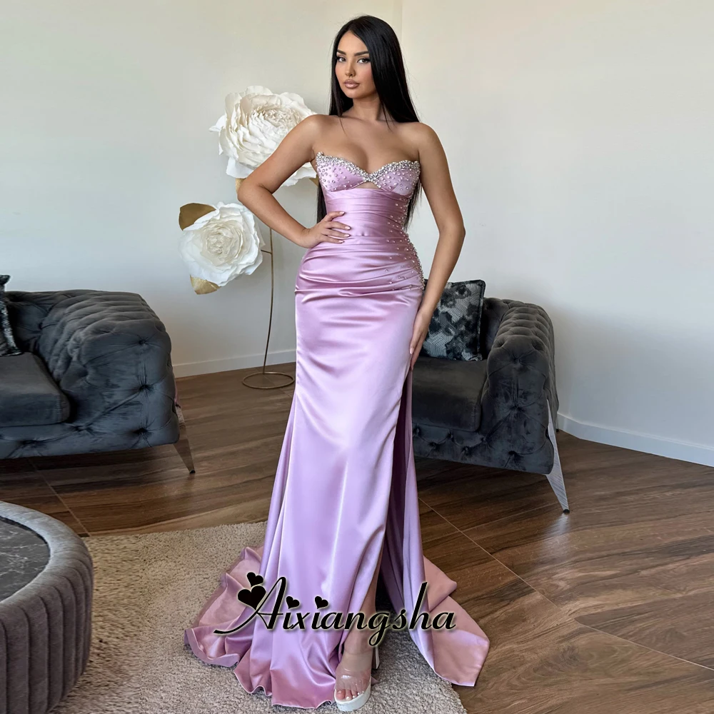 

Aixiangsha Sparkling Trumpet Prom Dresses for Women Sweetheart Rhinestones Rushed Chapel Train Robes De Soiree Made to Order