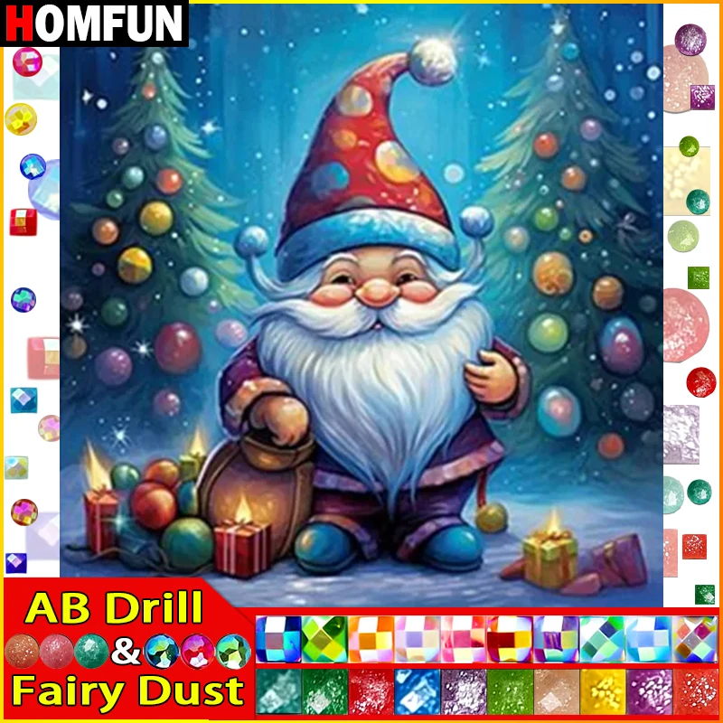 

HOMFUN Fairy Dust AB Diy 5d Diamond Painting "Santa Claus" Cross Stitch Square Round Diamond Embroidery Handwork Rhinestone Art