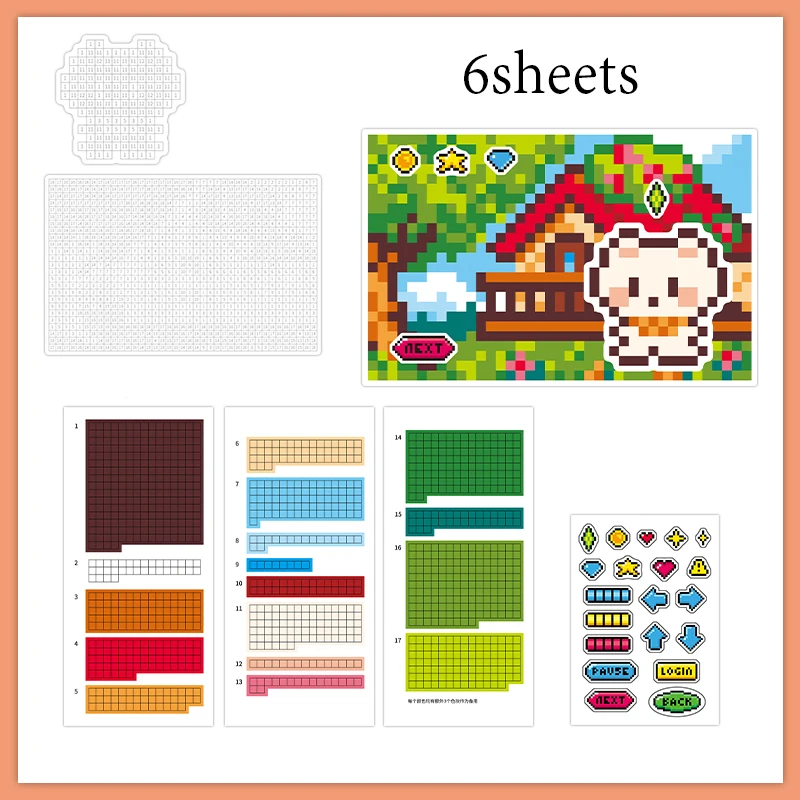 Kawaii Animal Pixel Collage Stickers for DIY Crafts & Decoration
