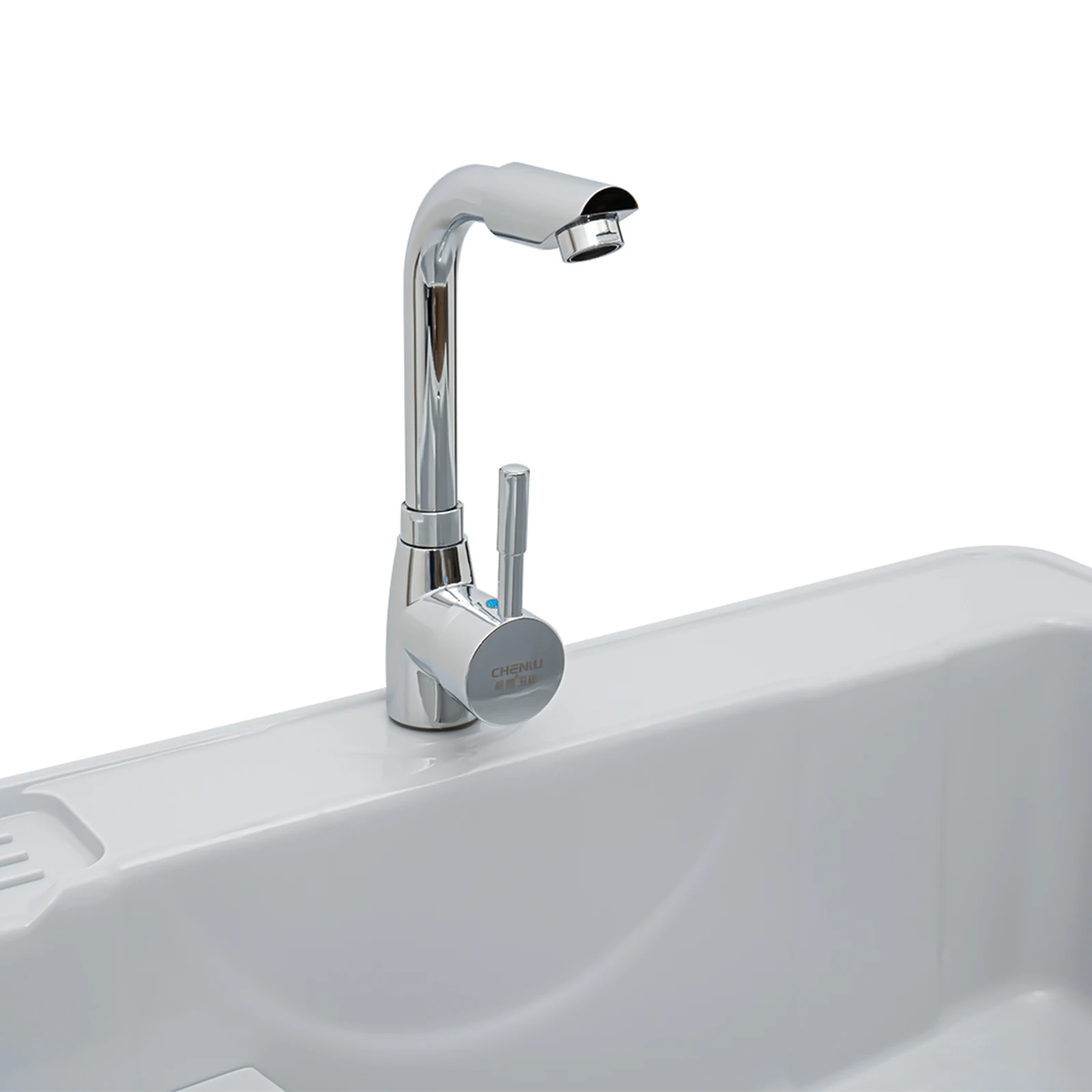 Freestanding Plastic Laundry Sink with Washboard Indoor Outdoor Utility Sink with Cold and Hot Water Faucet Hoses Drain Kit