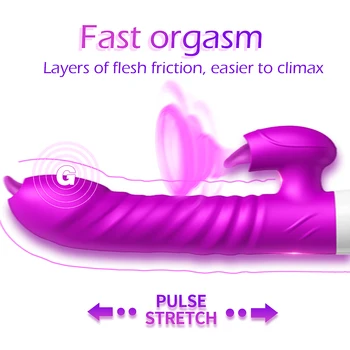 Double Tongue Cunnilingus Vibrator Telescopic Rotating Dildo Heating Vagina Clitoris Stimulate Vibrator Adult Sex Toys for Women 5