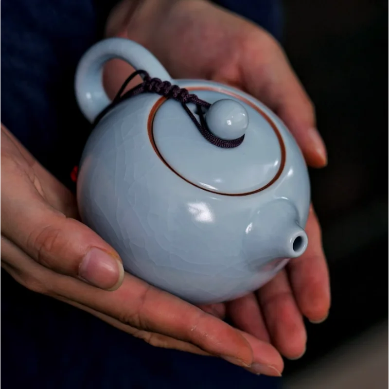 Ge Kiln Ceramic Tea Pot and Tea Cup Handmade Chinese Style Ice Crack Teapot Teacup Household Kung Fu Tea Set Chinese Tea Set