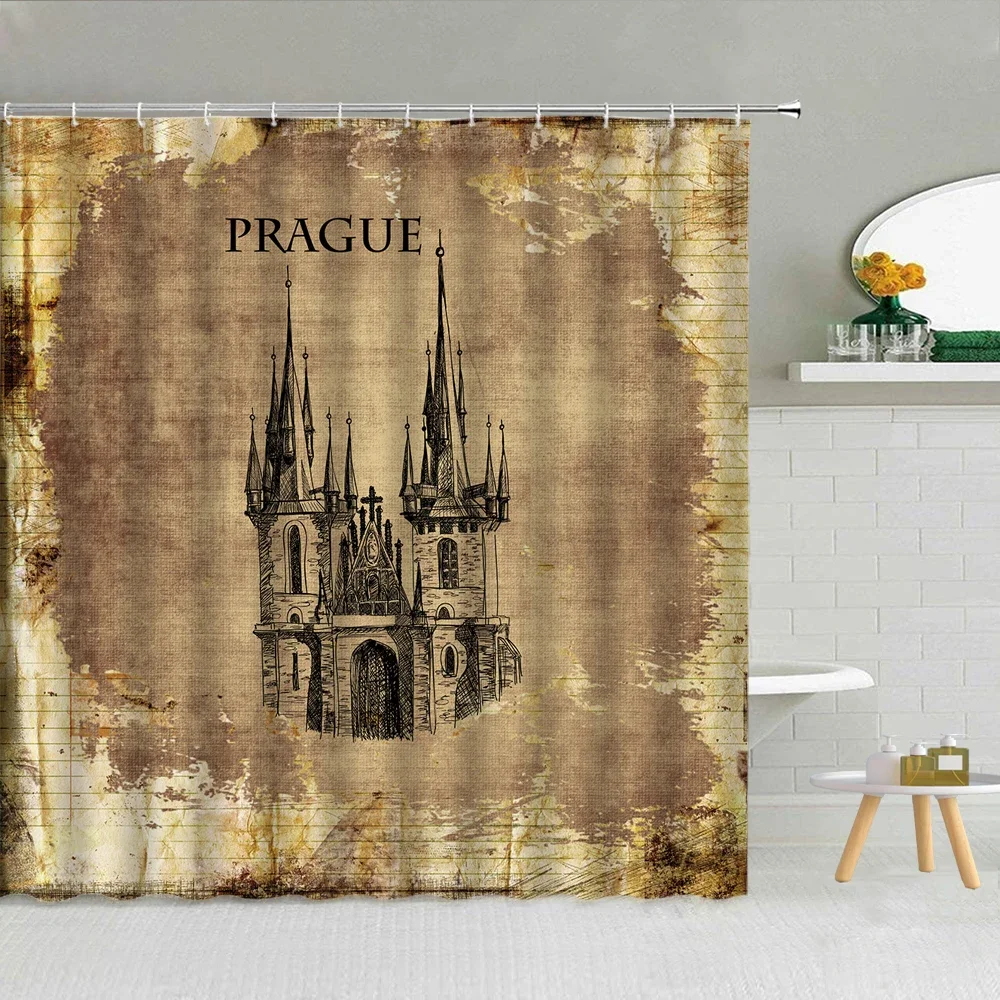 Фотообои с рисунком древней архитектуры для ванной комнаты