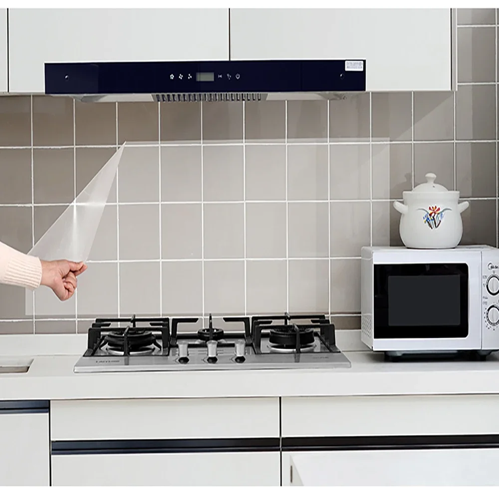 Kitchen Oilproof Wall Stickers Heatresistant Wallpaper Transparent