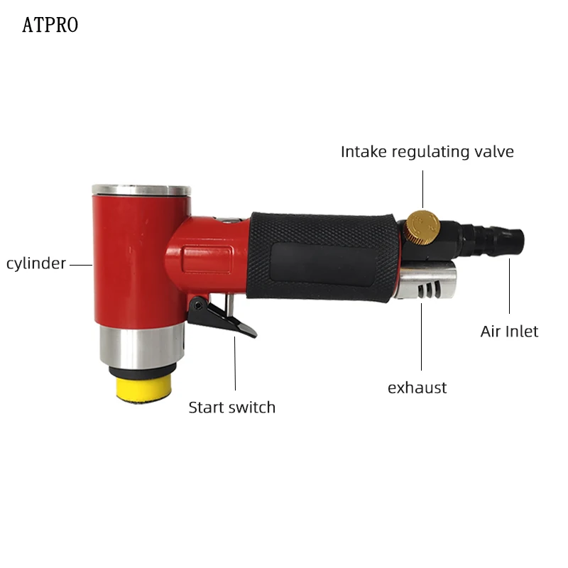 1 Inch Pneumatic Grinder Small Car Waxing Polisher Grinder Eccentric Industrial Mill Woodworking Tools