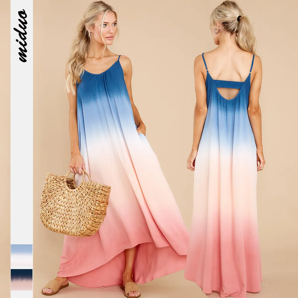 

European and American fashion dye new digital printed summer dress sexy halter U halter dress